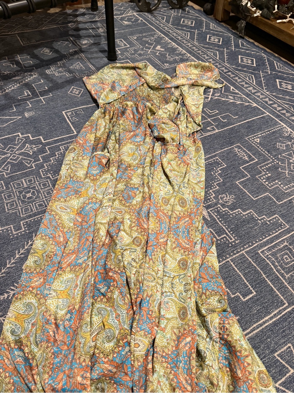Paisley Maxi Dress — Green, Blue & Orange Print